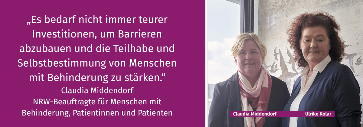Das Bild zeigt links Claudia Middendorf. Rechts neben ihr steht Ulrike Kolar.